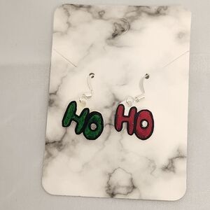 Handmade Shrinking Plastic HO HO Dangle Earrings